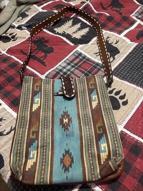 Southwestern Turquoise Stripe Shoulder Bag - Women